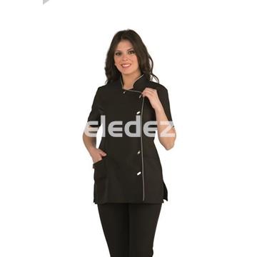 CASACA NEGRA CON VIVO EN PLATA - Imagen 1