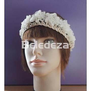 CINTA DE TELA DE FLORES BLANCA Y BEIGE - Imagen 1