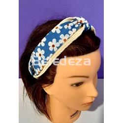DIADEMA ANCHA RAFIA Y TELA COLORES CON FLORES - Imagen 2