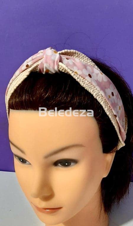 DIADEMA ANCHA RAFIA Y TELA COLORES CON FLORES - Imagen 6