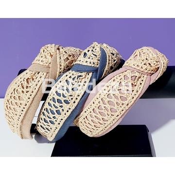 DIADEMA NUDO TELA LINO Y RAFIA - Imagen 1