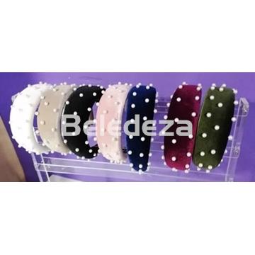 DIADEMA TERCIOPELO ANCHA PERLAS - Imagen 1