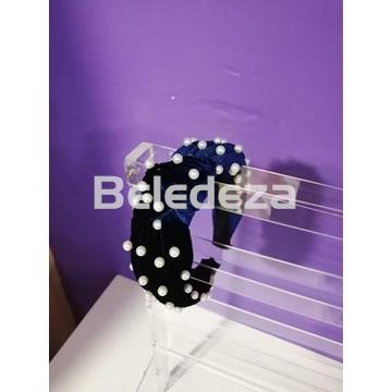 DIADEMA TERCIOPELO NUDO CON PERLAS - Imagen 2