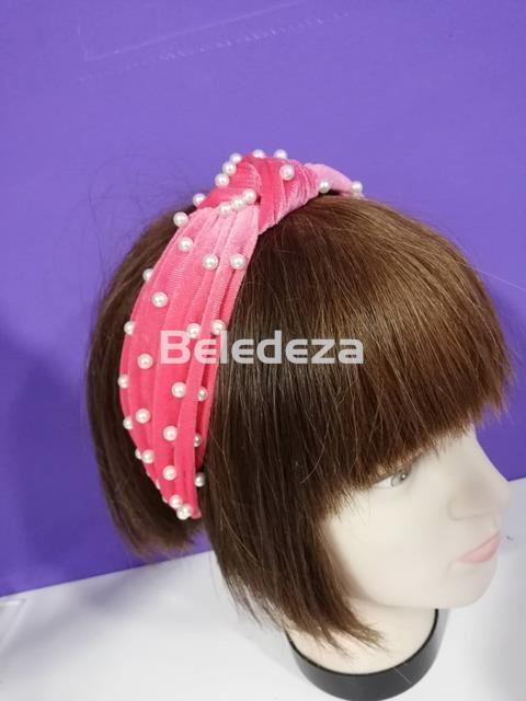 DIADEMA TERCIOPELO NUDO CON PERLAS - Imagen 3
