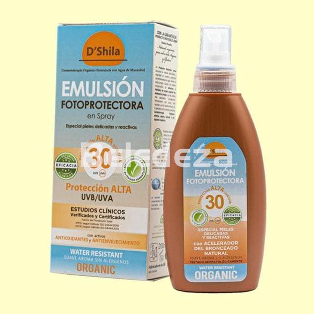 EMULSIÓN FOTOPROTECTORA EN SPRAY SPF30 Acelerador del Bronceado D'SHILA - Imagen 2