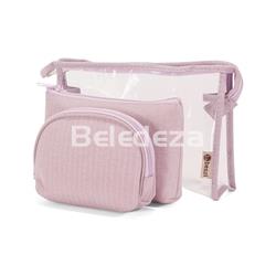 JUEGO 3 NECESERES TELA A RAYAS BENZI - Imagen 2