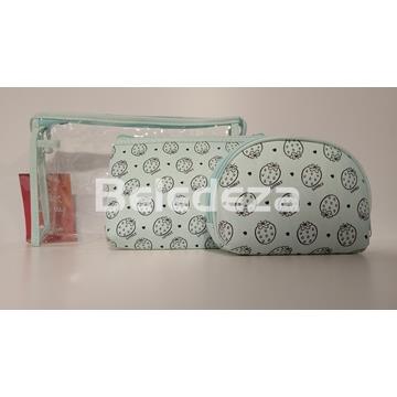 JUEGO 3 NECESERES TELA ESTAMPADO FRESAS  BENZI - Imagen 2