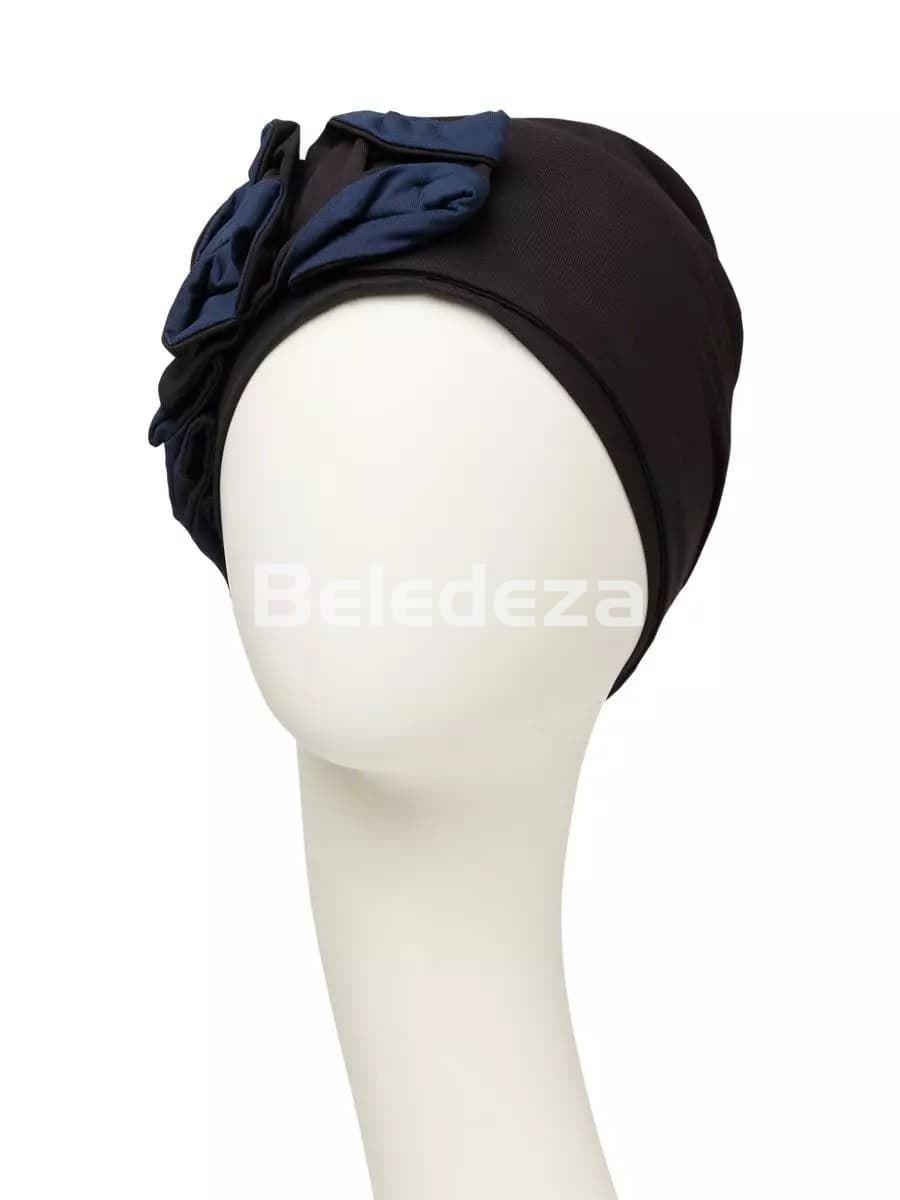 NAVA TURBAN BLACK W/BLUE Turbante Nava Negro Azul - Imagen 2