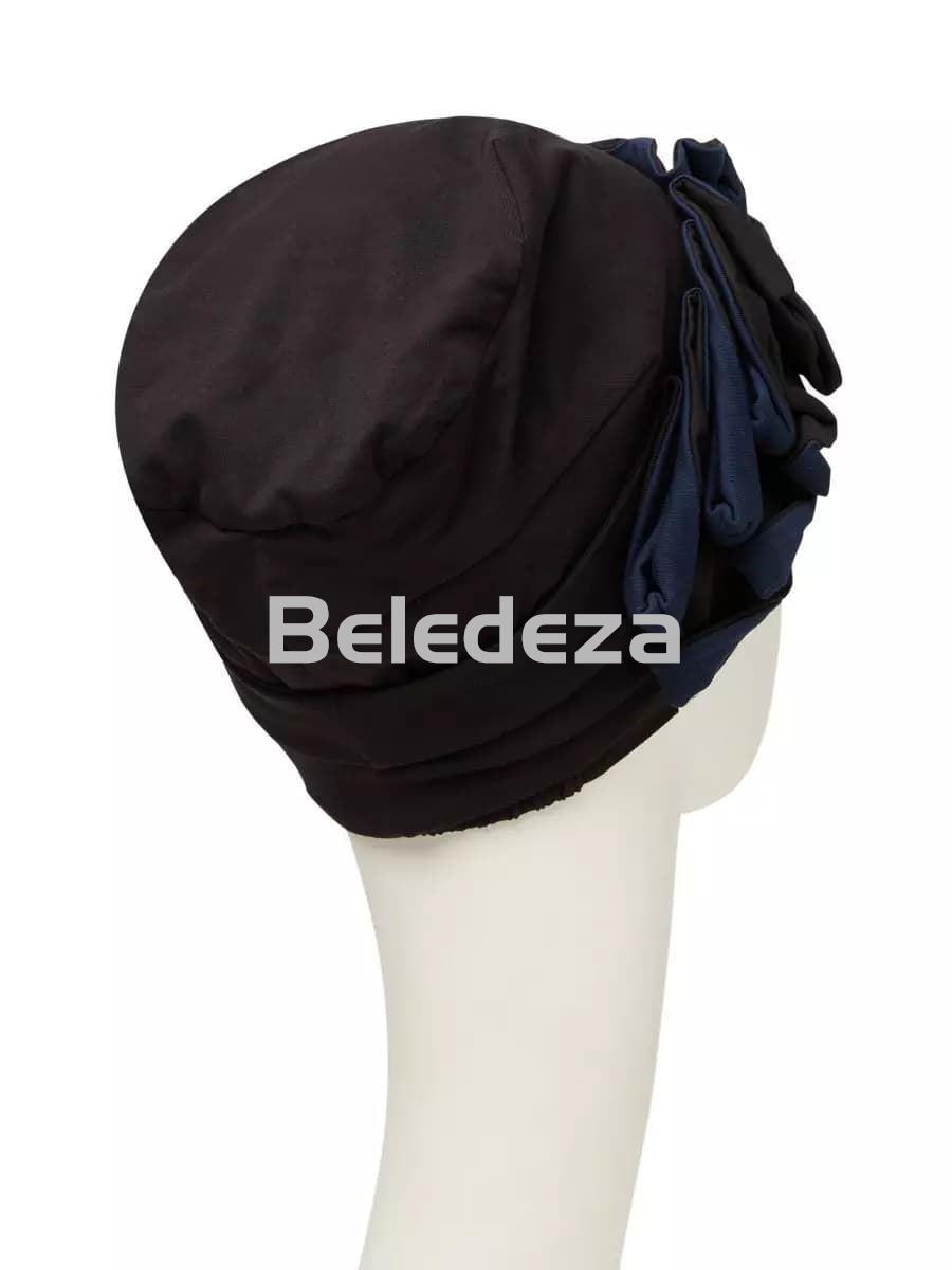 NAVA TURBAN BLACK W/BLUE Turbante Nava Negro Azul - Imagen 3