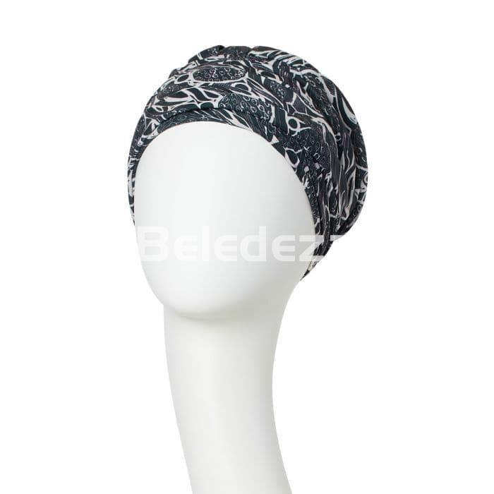 SAPPHIRE BOHO TURBAN FLORAL WOODS Turbante Boho Zafiro Negro Estampado Floral - Imagen 2