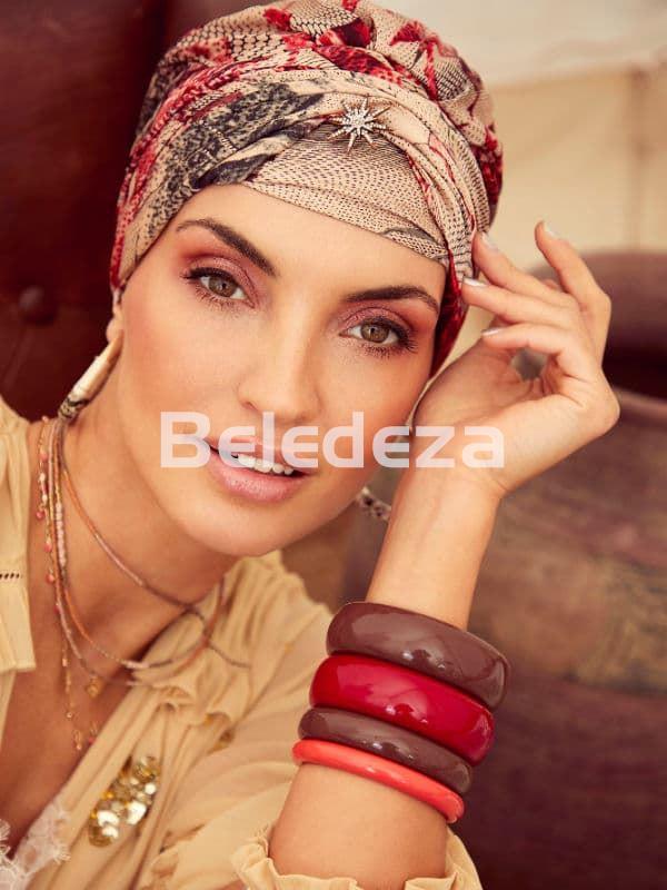 SAPPHIRE BOHO TURBAN FLOWERPOT RED Turbante Boho Sapphire Flores Rojas - Imagen 1