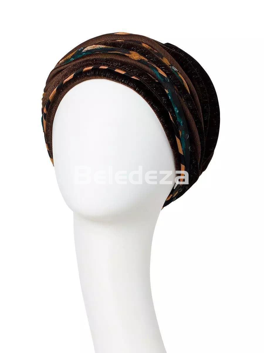 SCARLETT BOHO TURBAN SET VELVET SHINY BROWN & ANIMAL MIX Turbante Scarlett Boho Marrón & Animal Print - Imagen 2