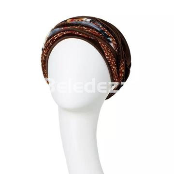 SCARLETT BOHO TURBAN SET VELVET STRUCTURED BROWN MIX  Turbante Scarlett Boho Mezcla de Marrones - Imagen 2