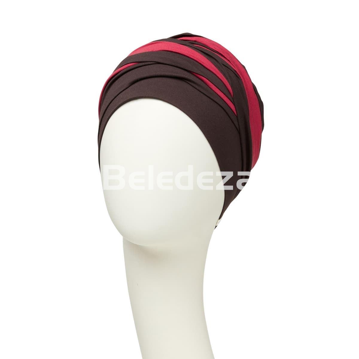 SHANTI TURBAN MIXED COLOURS CHOCOLATE/RED BUD Turbante Shanti Mezcla de Colores Chocolate/ Rojo - Imagen 2