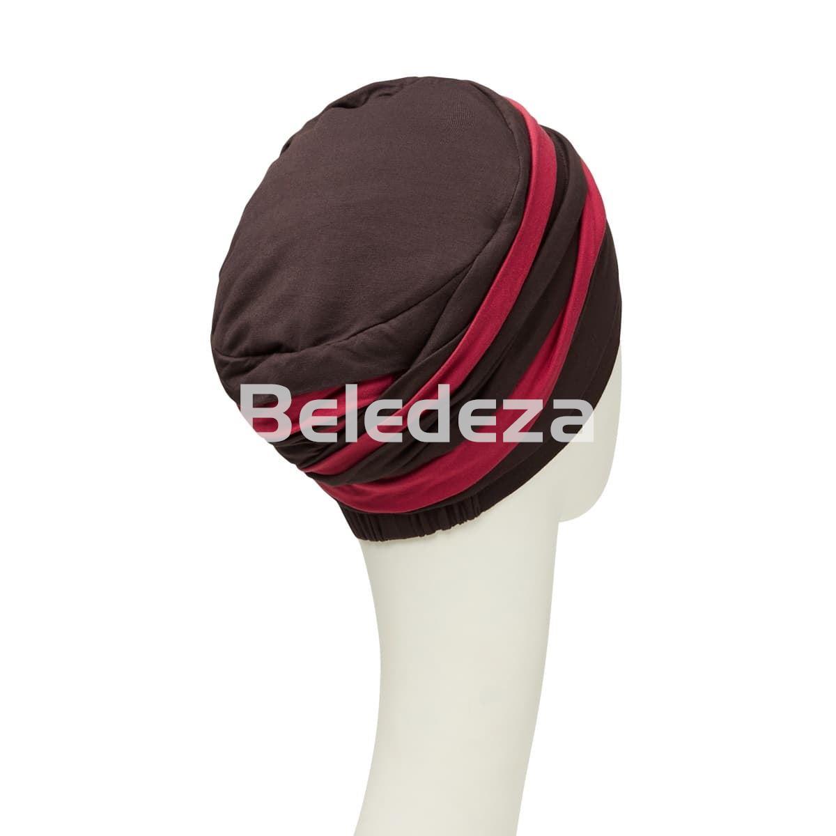 SHANTI TURBAN MIXED COLOURS CHOCOLATE/RED BUD Turbante Shanti Mezcla de Colores Chocolate/ Rojo - Imagen 3