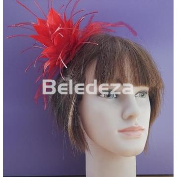 TOCADO CON FLOR Y FLECOS ROJO - Imagen 1