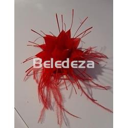 TOCADO CON FLOR Y FLECOS ROJO - Imagen 2