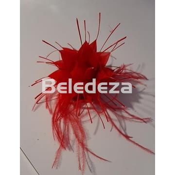 TOCADO CON FLOR Y FLECOS ROJO - Imagen 2
